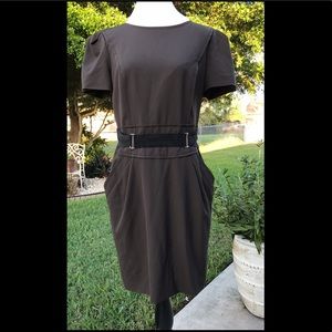 PHILOSOPHY Short Sleeve Belted Pencil Midi Dress